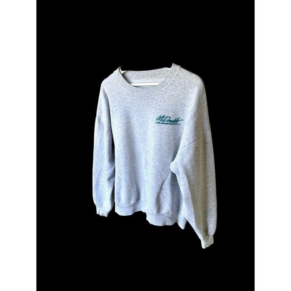 Vintage 90s McDonald's‎ Crewneck Sweatshirt Sz Med/Large Grey Distressed Logo